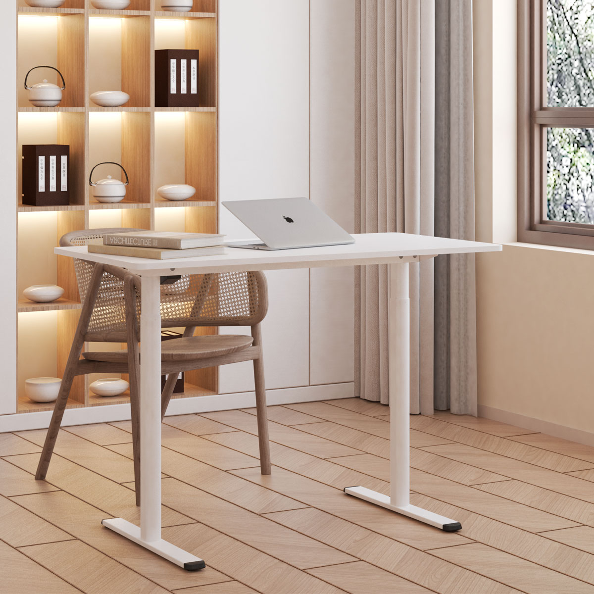 Lykke Electric table 140x70cm Nordic, white