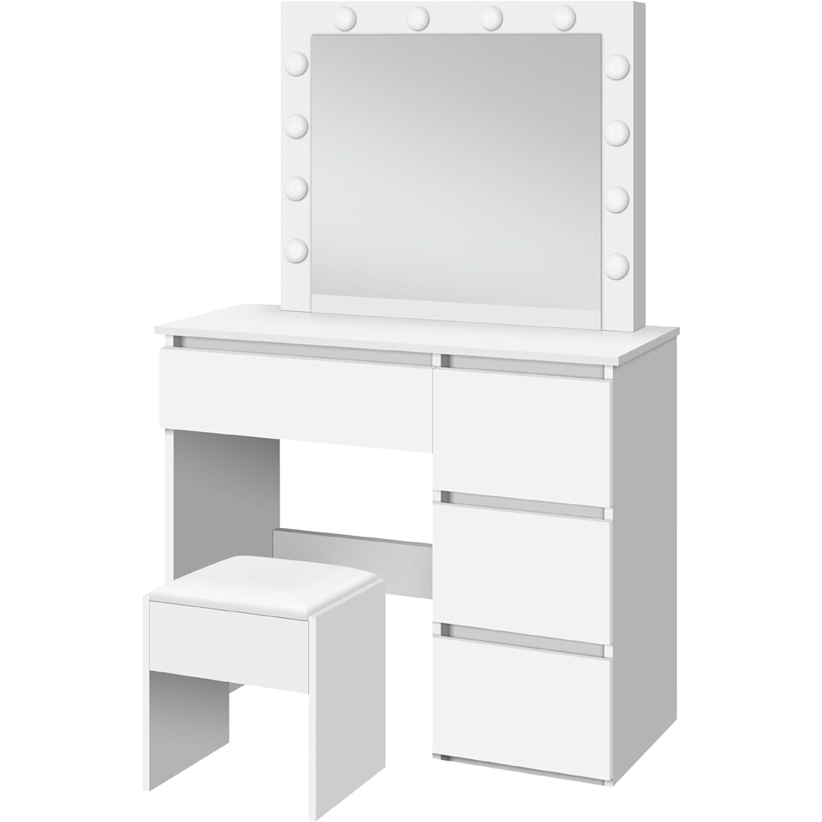 Lykke Kosmētikas Galds ar Gaismu Amelia 94cm, balts