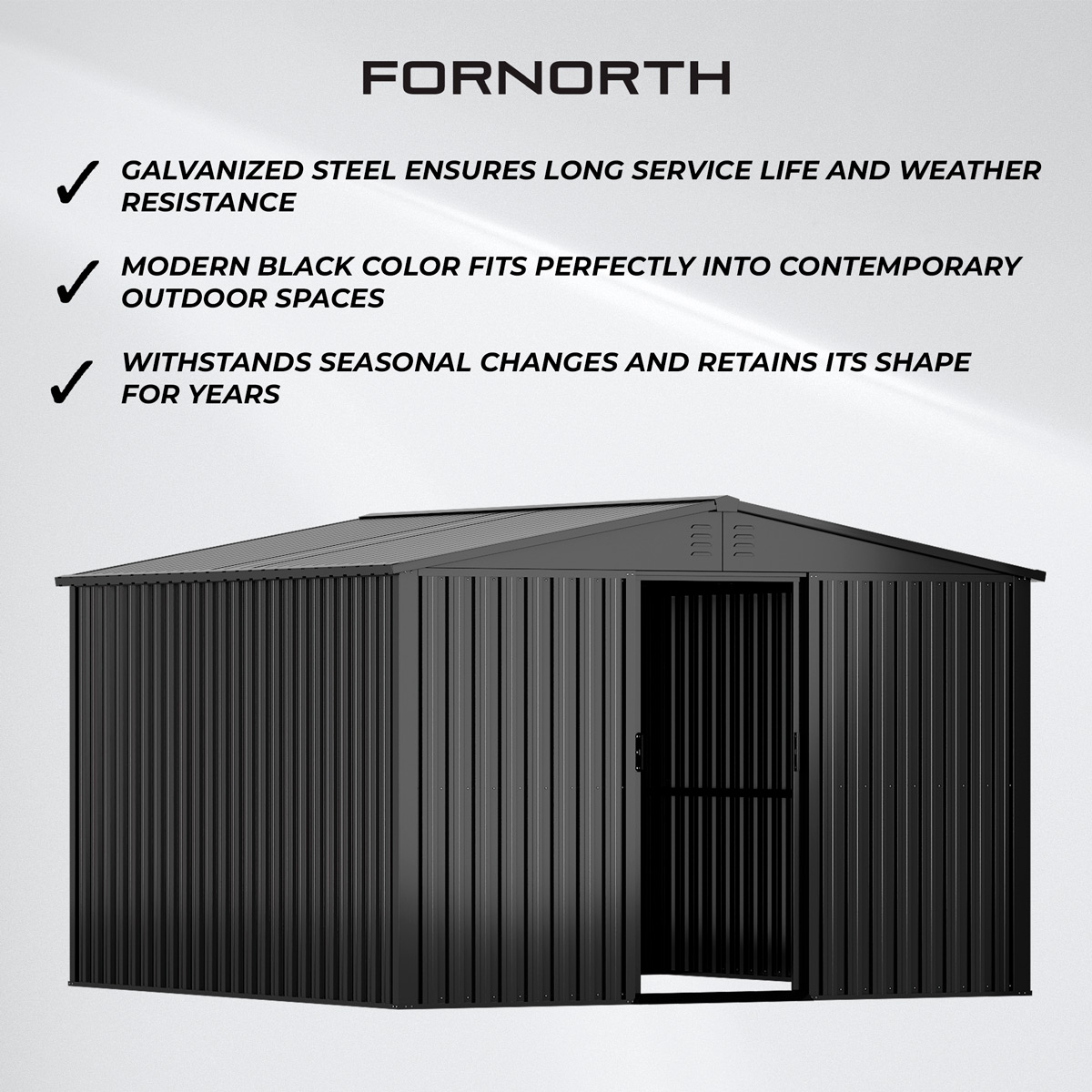 Fornorth Garden Shed 9m2, black