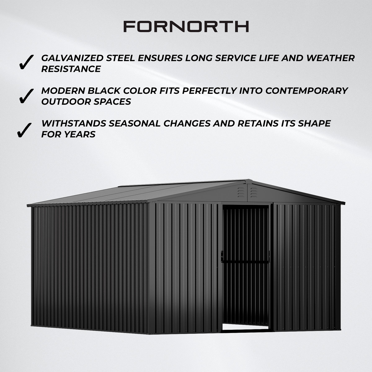 Fornorth Garden Shed 11m2, black