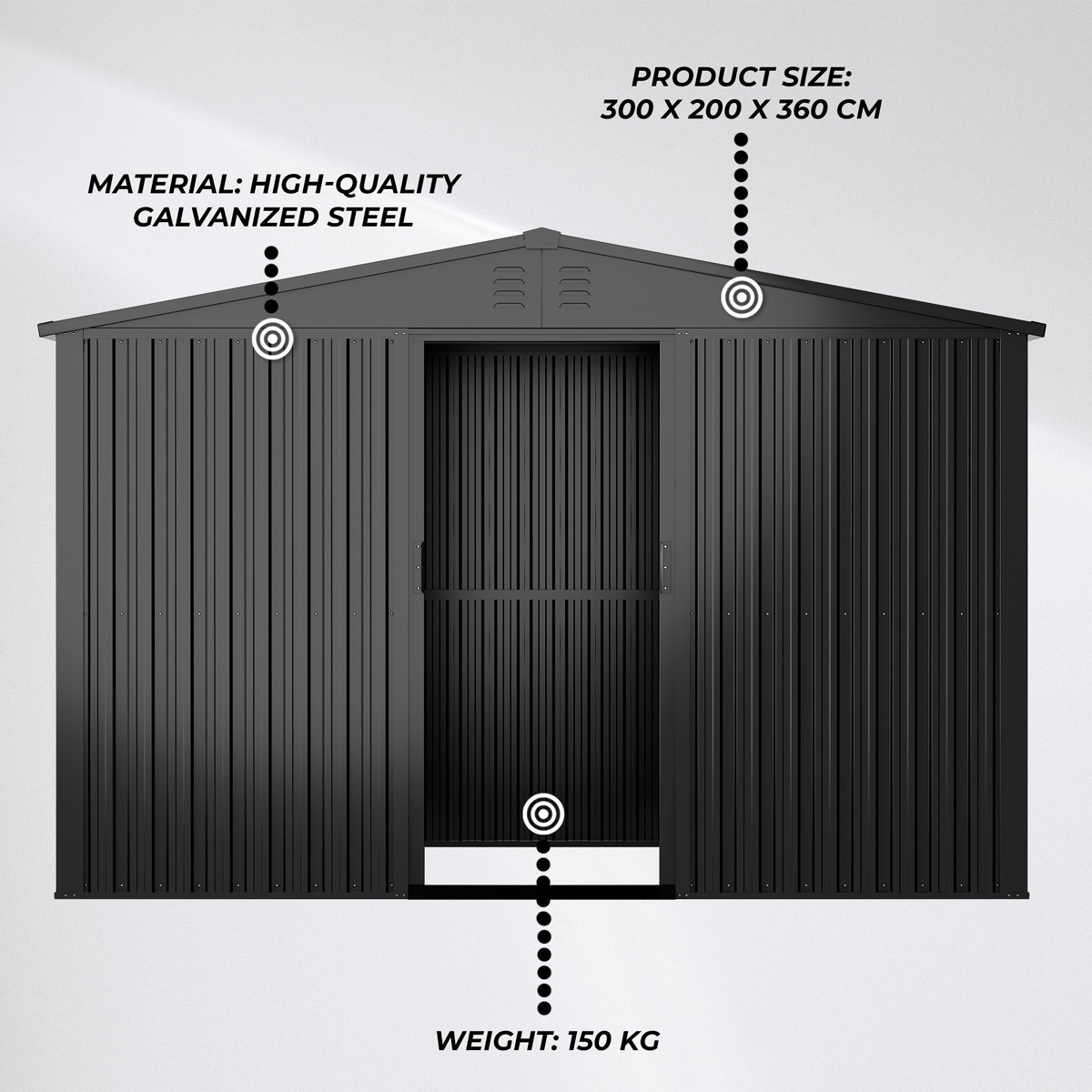 Fornorth Garden Shed 11m2, black