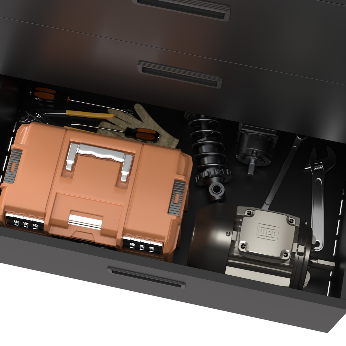 Fornorth Tool Trolley 90x80x42cm with three drawers