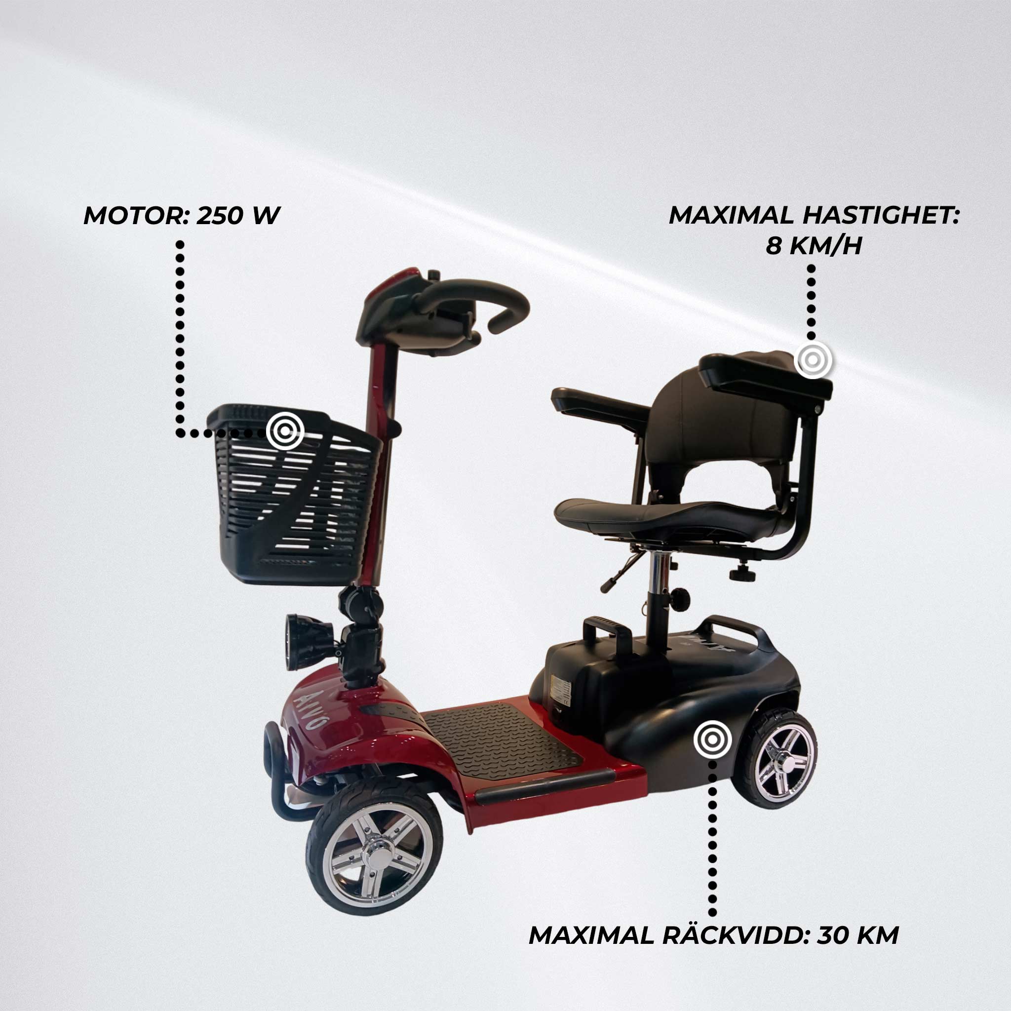 Arvo Promenadscooter P100 Röd