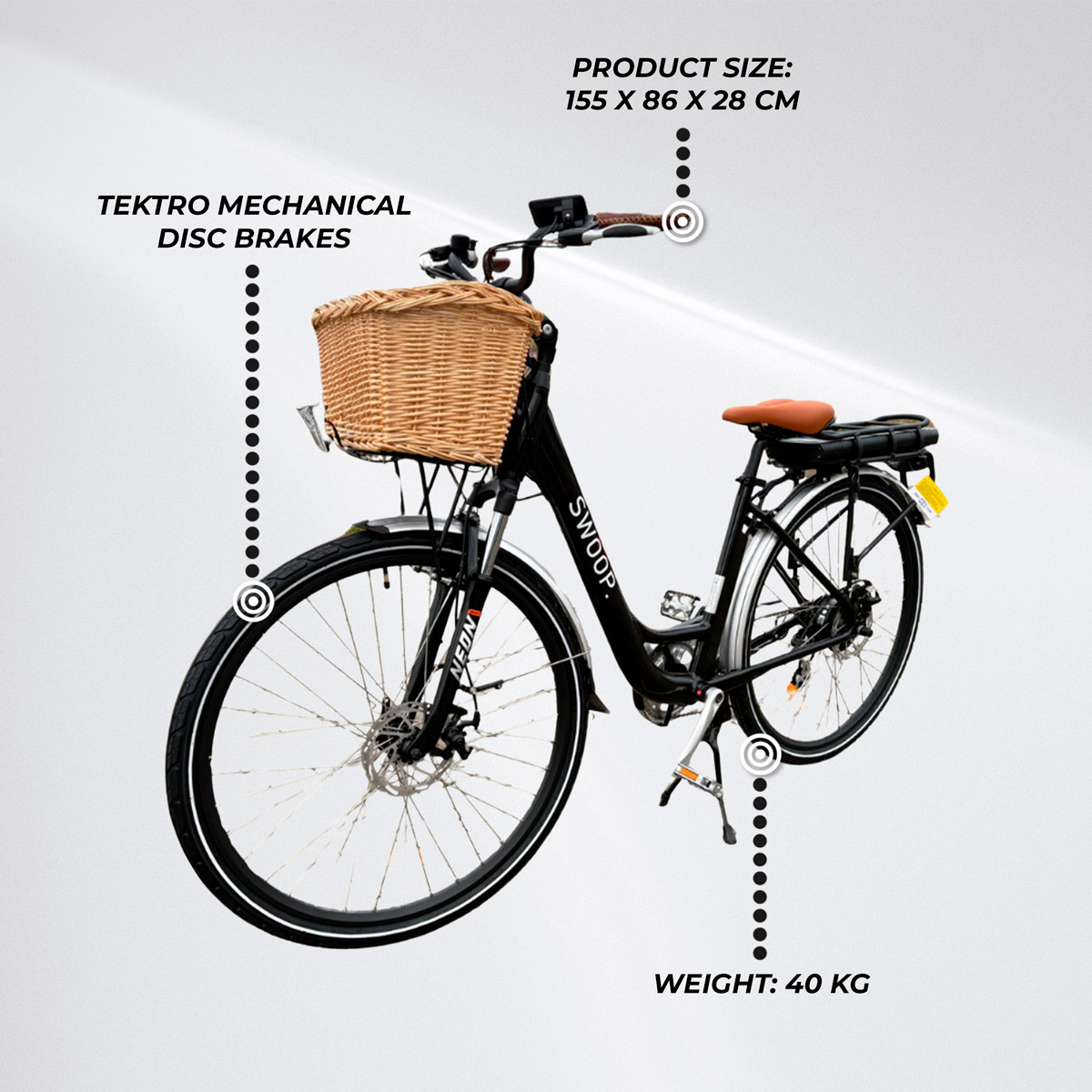 Swoop Women's Electric Assisted Bike, E-Bicycle City Edition, 28", Black