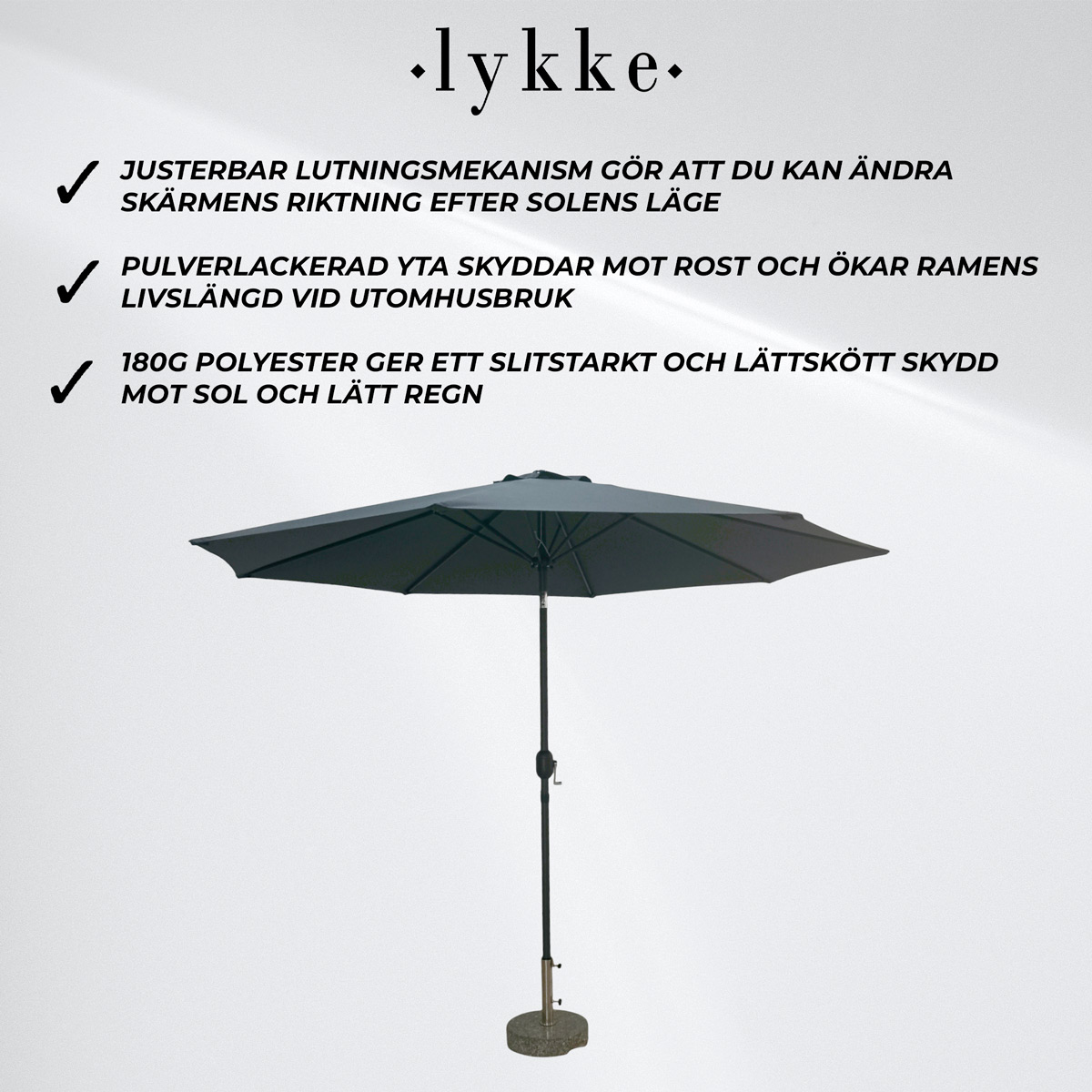 Lykke Parasoll Saga, mörkgrå
