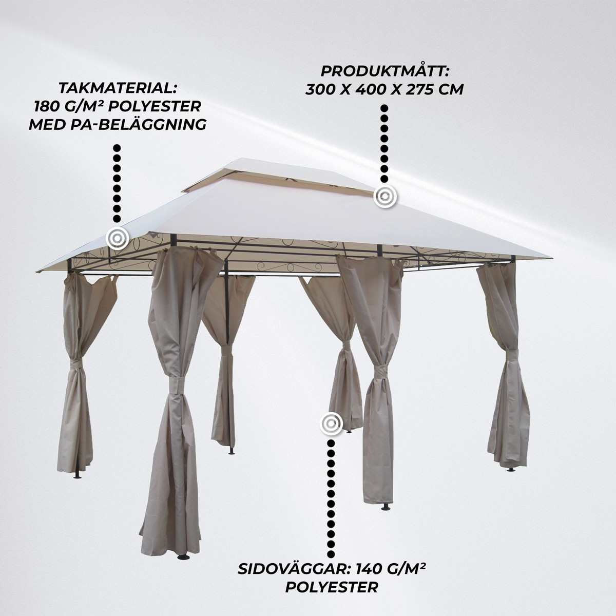 Lykke Paviljong Havn 3x4 m, Beige