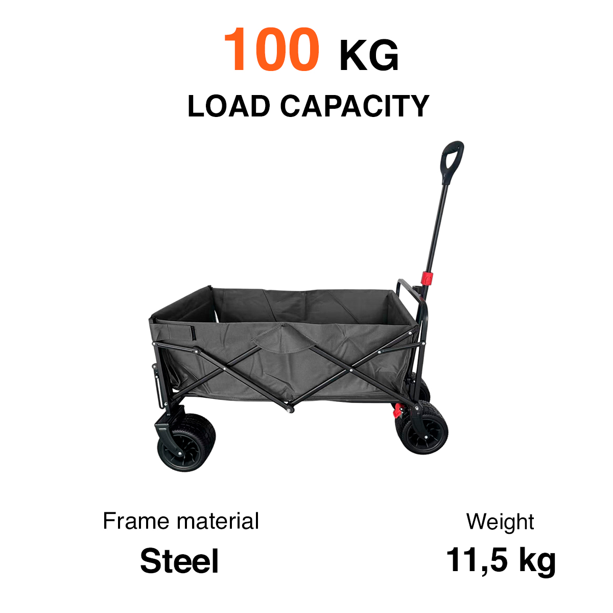 Fornorth Garden Wagon 115x61x105cm 100kg, black