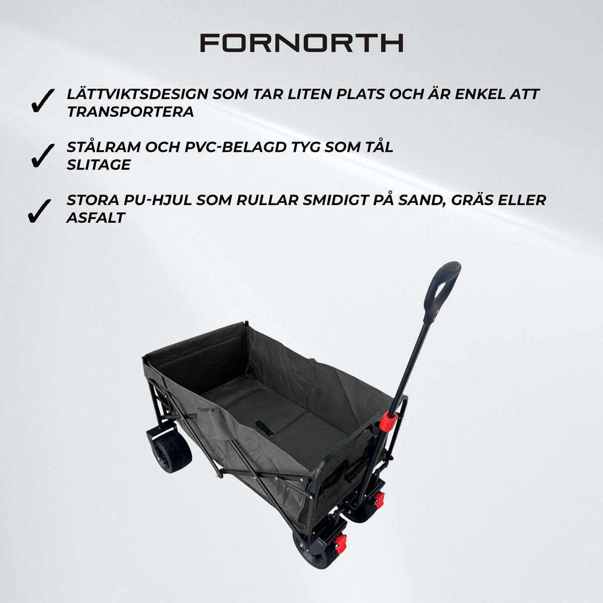 Fornorth Trädgårdsvagn 115x61x105cm 100kg, svart