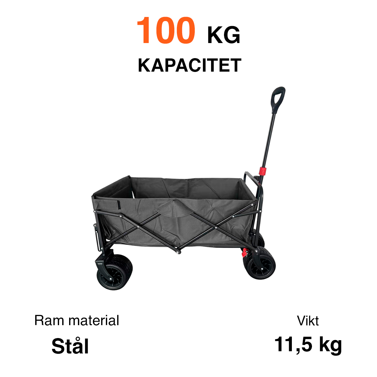 Fornorth Trädgårdsvagn 115x61x105cm 100kg, svart