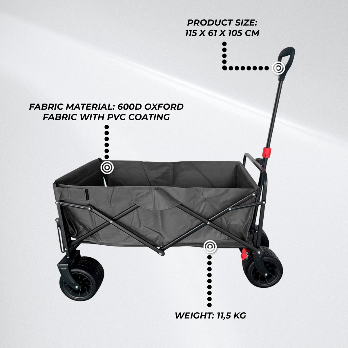 Fornorth Garden Wagon 115x61x105cm 100kg, black