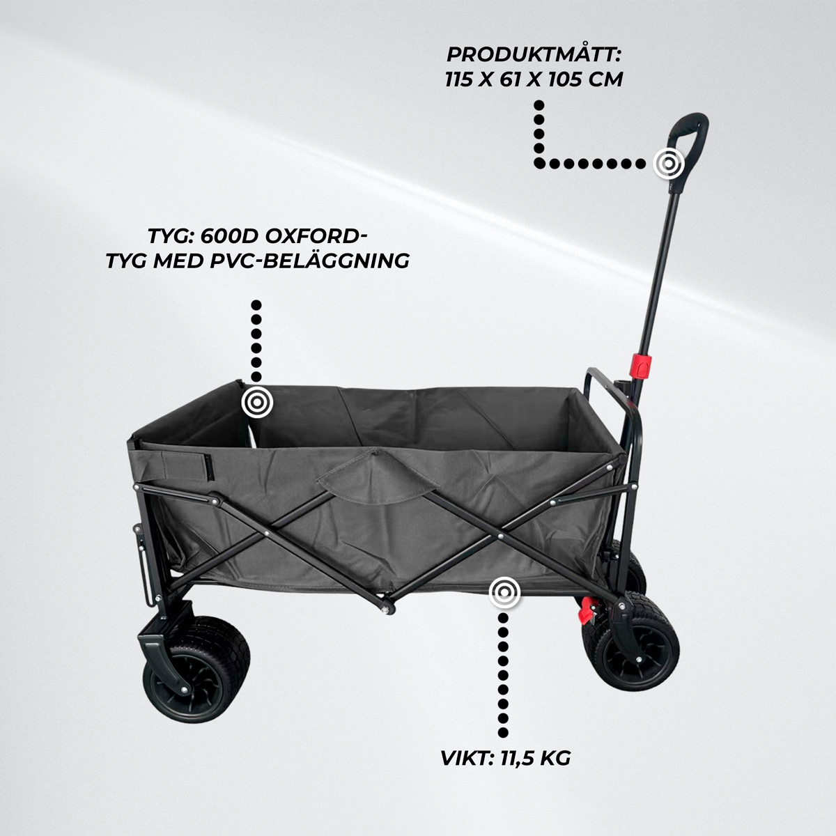 Fornorth Trädgårdsvagn 115x61x105cm 100kg, svart