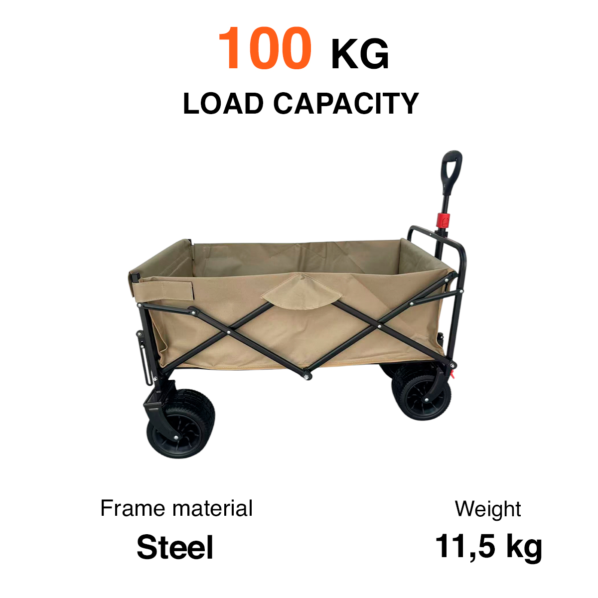 Fornorth Garden Wagon 115x61x105cm 100kg, beige