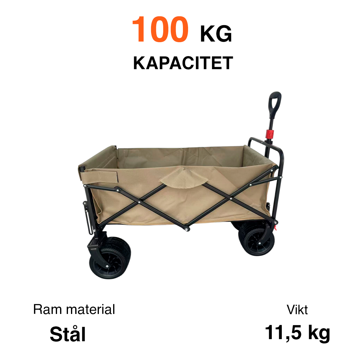 Fornorth Trädgårdsvagn 115x61x105cm 100kg, beige