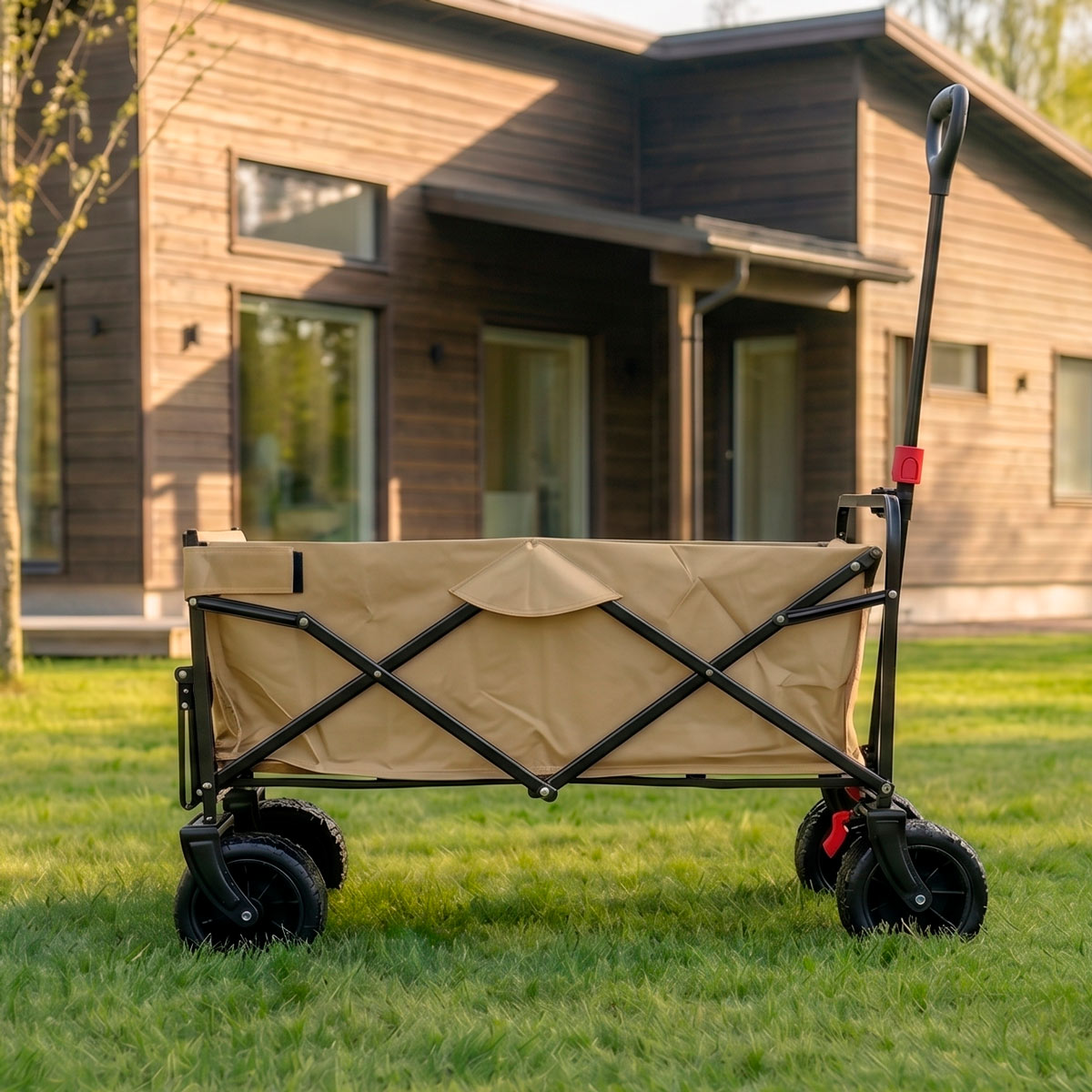 Fornorth Wózek Ogrodowy 115x61x105cm 100kg, beżowy