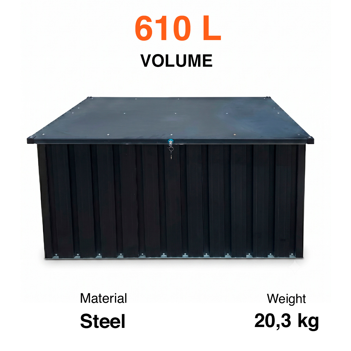 Fornorth Outdoor Storage Box 131x78x73cm 610L, Black