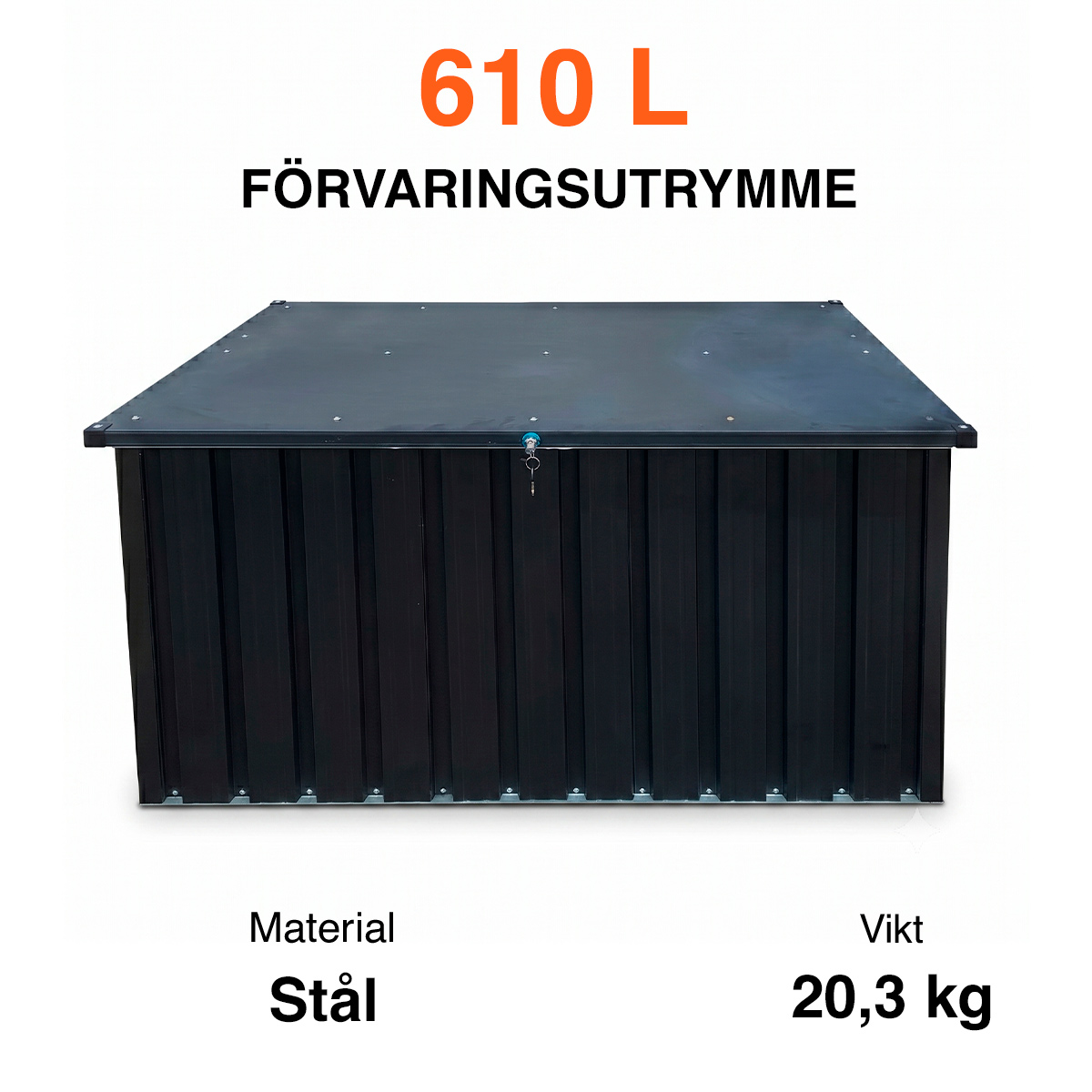Fornorth Dynbox utomhus 131x78x73cm 610L, Svart