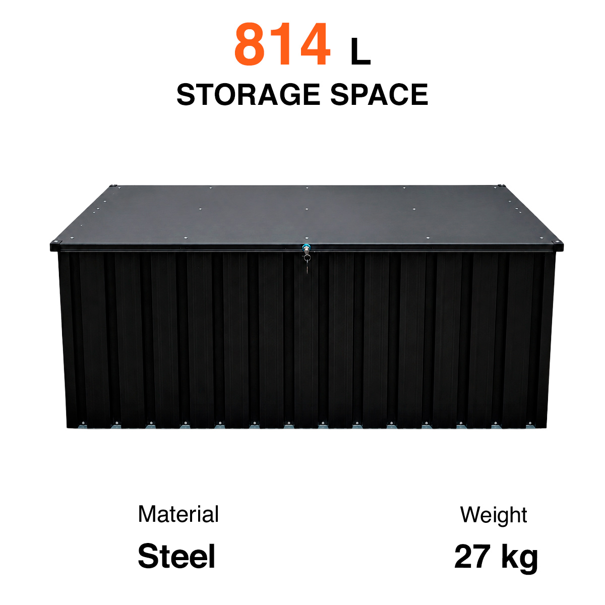Fornorth Outdoor Storage Box 172x78x73cm 814L, Black