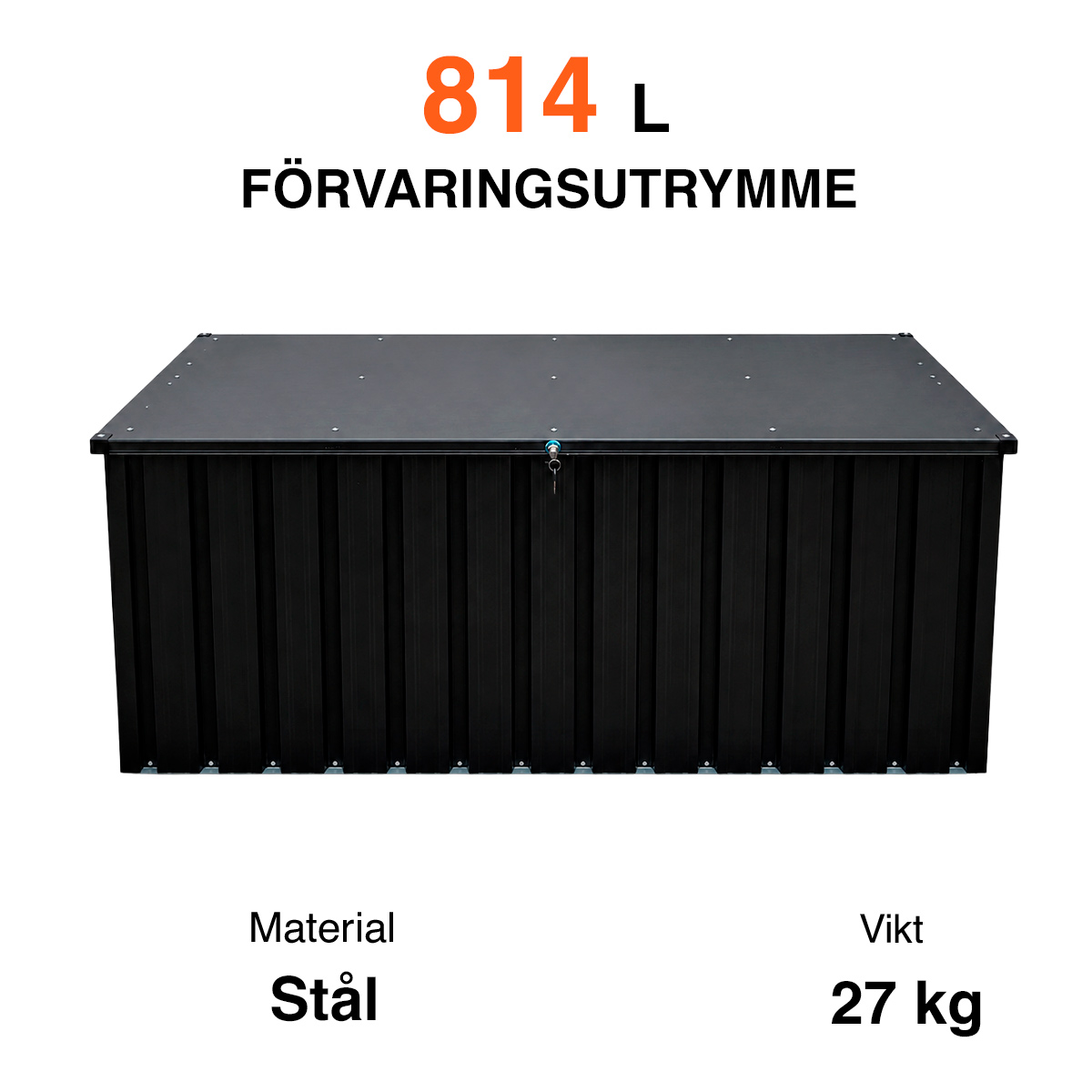 Fornorth Dynbox utomhus 172x78x73cm 814L, Svart