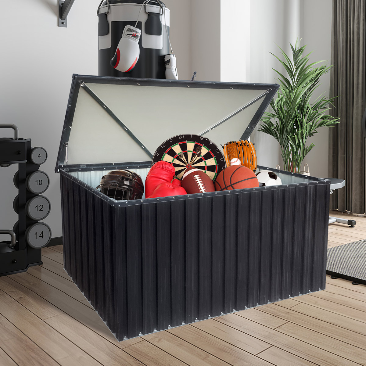 Fornorth Dārza Uzglabāšanas Kaste 131x78x73cm 610L, Melna