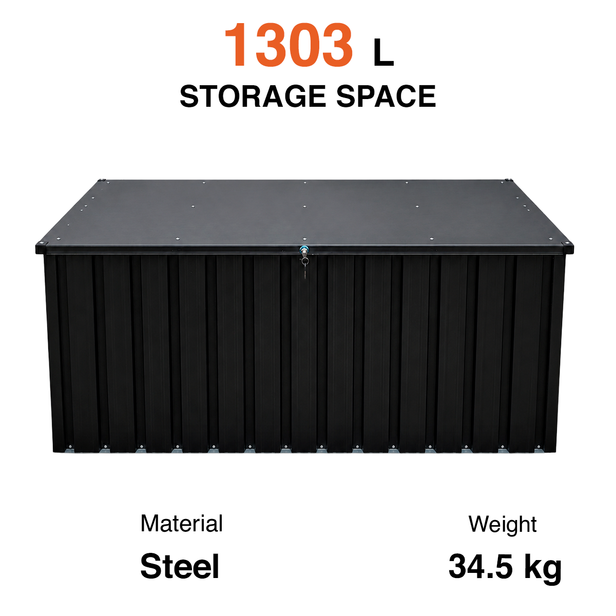 Fornorth Outdoor Storage Box 183x88x94cm 1303L, Black