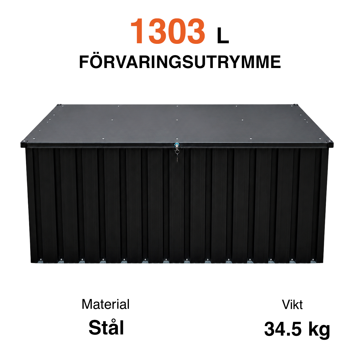 Fornorth Dynbox utomhus 183x88x94cm 1303L, Svart