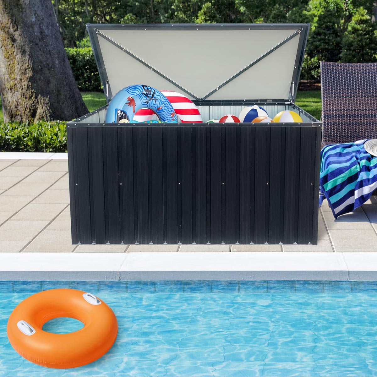 Fornorth Outdoor Aufbewahrungsbox 183x88x94cm 1303L, Schwarz