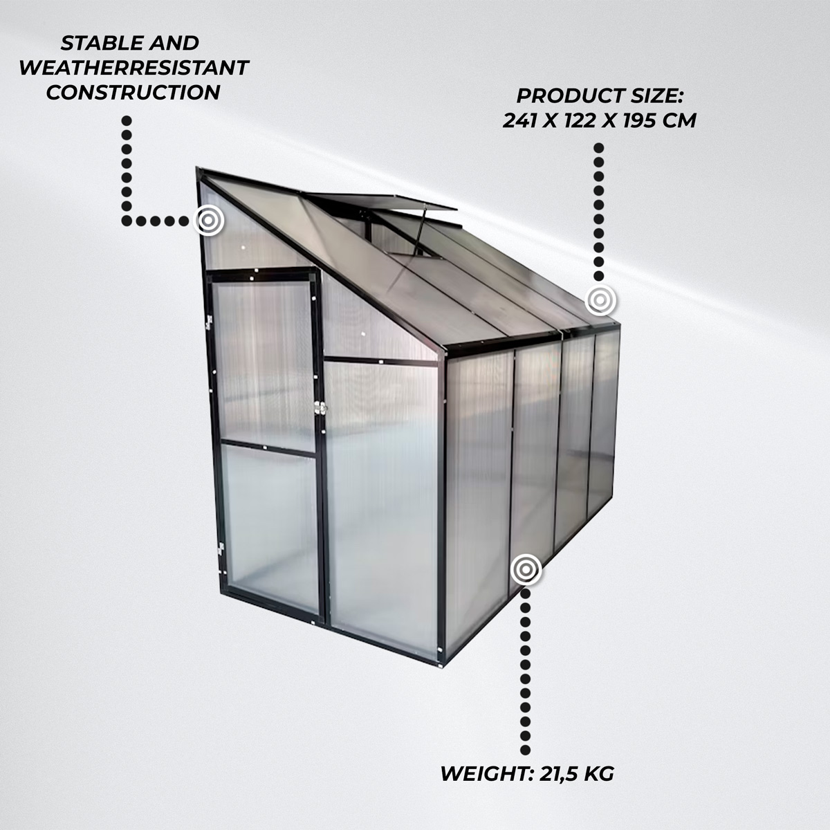 Lykke Mini Greenhouse Sundsvall 241x122x195cm