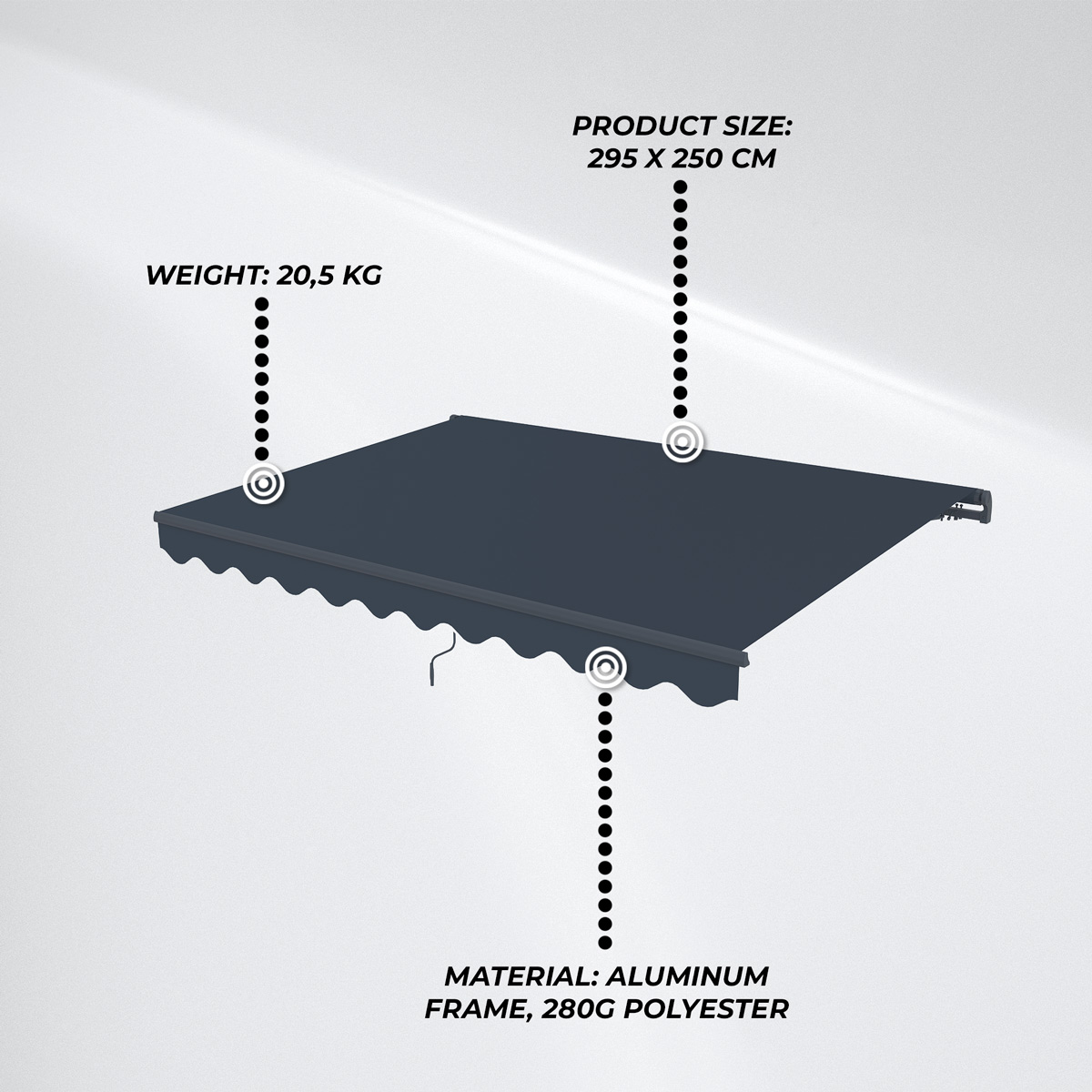 Lykke Awning 2,95x2,5 m, dark grey