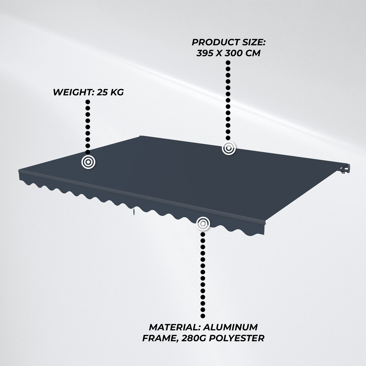 Lykke Awning 3,95x3 m, dark grey