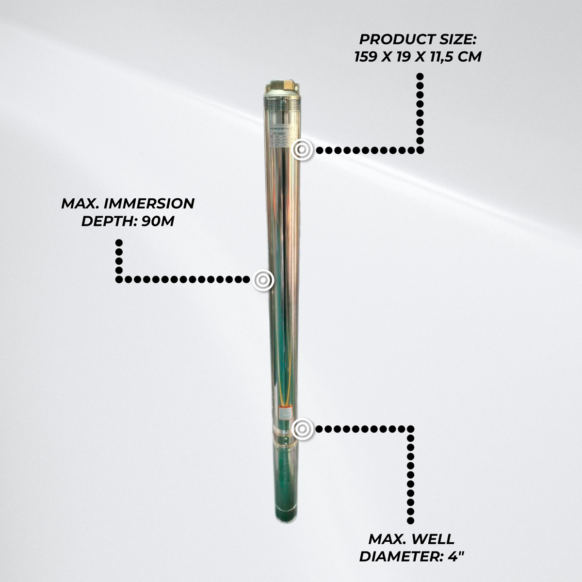 Fornorth Submersible Well Pump 1,1kw, 1,5HP
