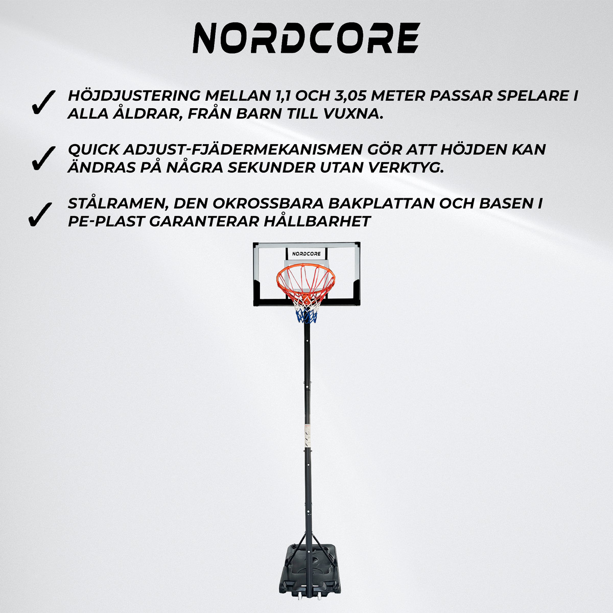 Nordcore Basketkorg Finisher 1,1-3,05M