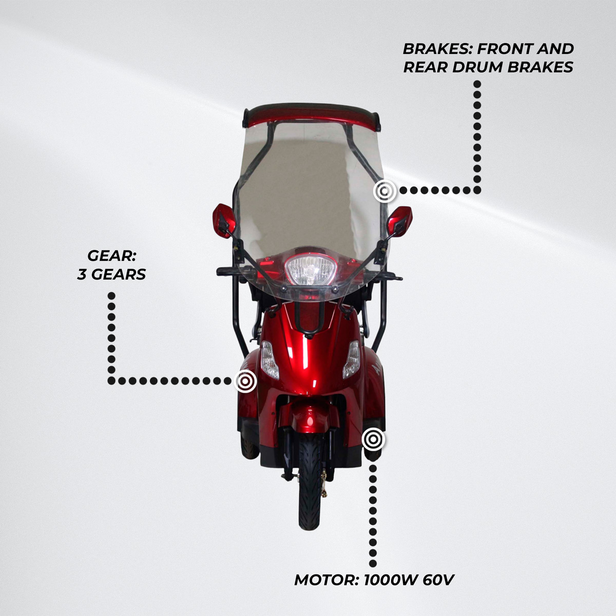 Arvo Mobility Scooter with Canopy P500 Red