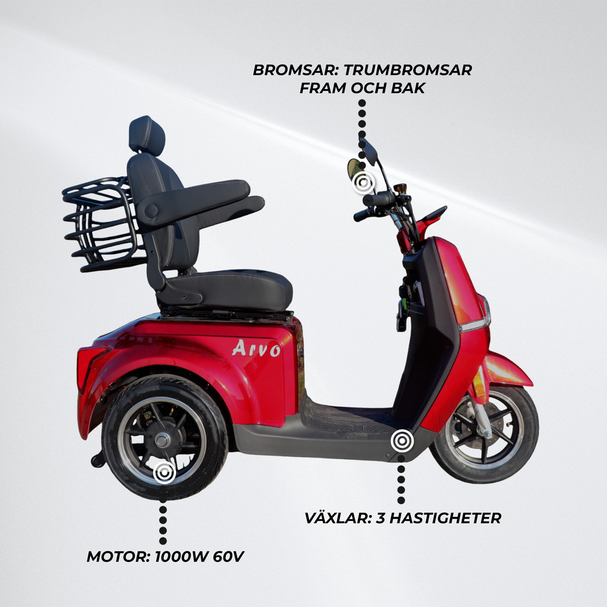 Arvo Promenadscooter P700 Röd