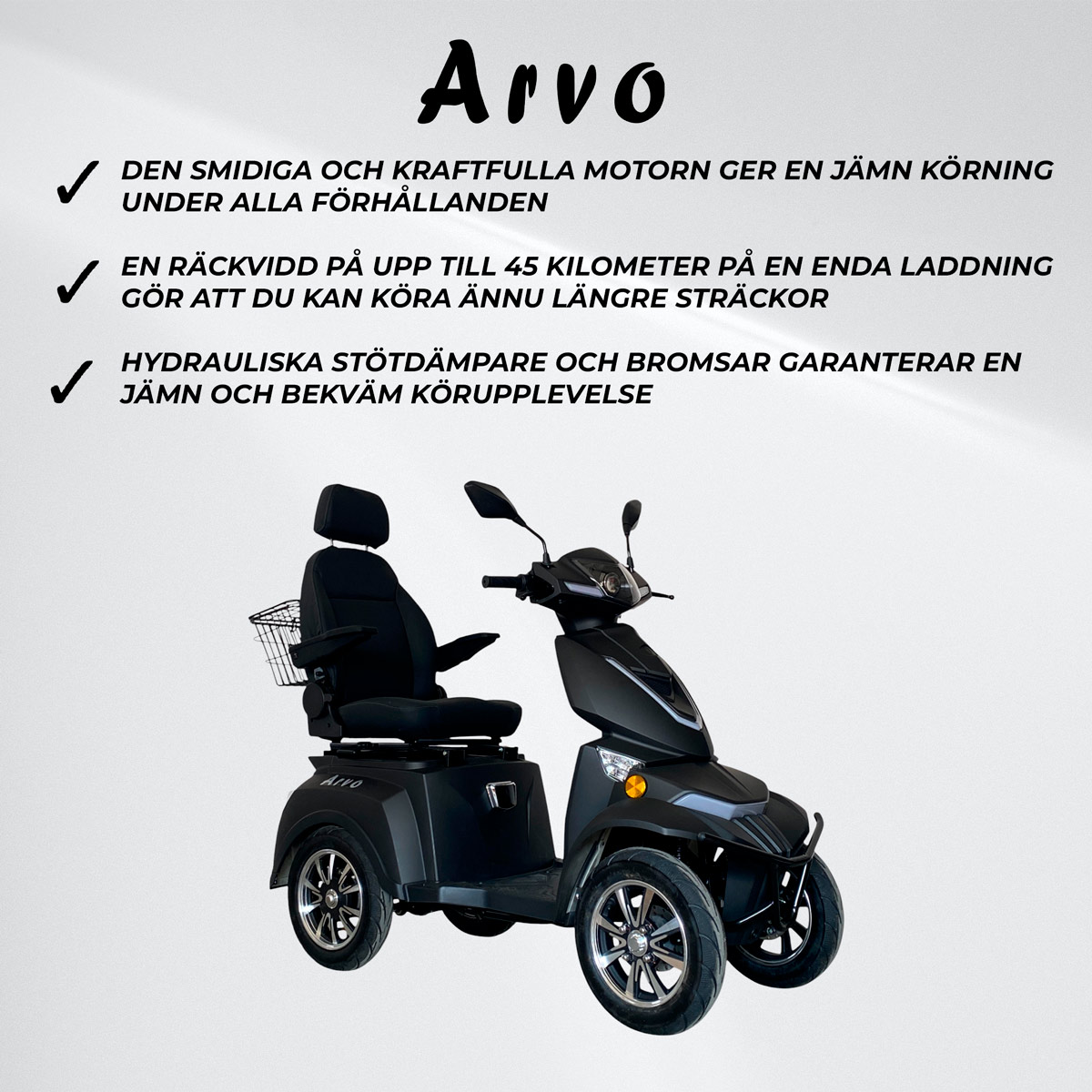 Arvo Promenadscooter P800 Svart