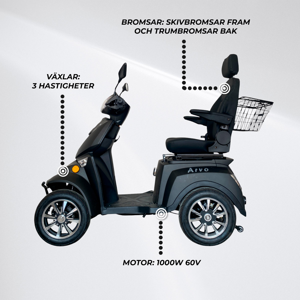 Arvo Promenadscooter P800 Svart