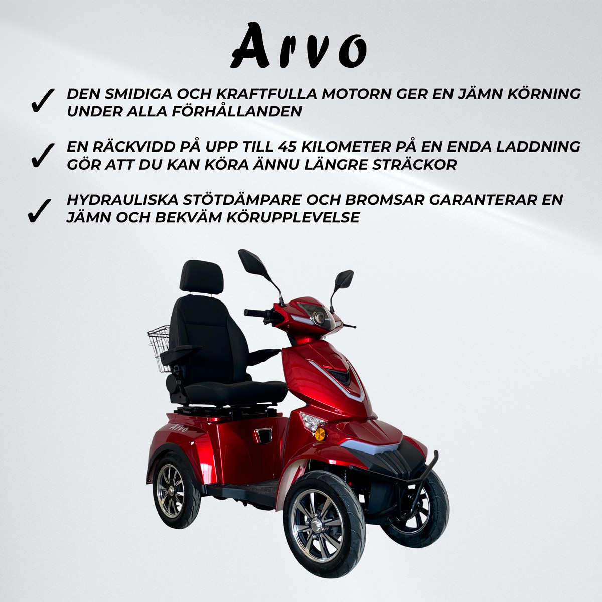 Arvo Promenadscooter P800 Röd