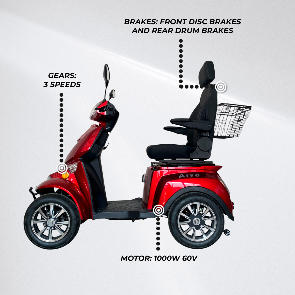 Arvo Mobility Scooter P800 Red 