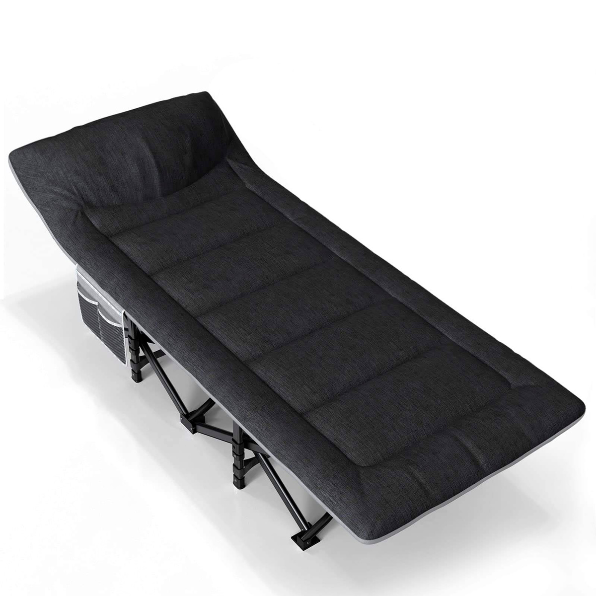Nordcore Kempinga Gulta Premium, Melna - 190x68x40 cm - maks. 200 kg