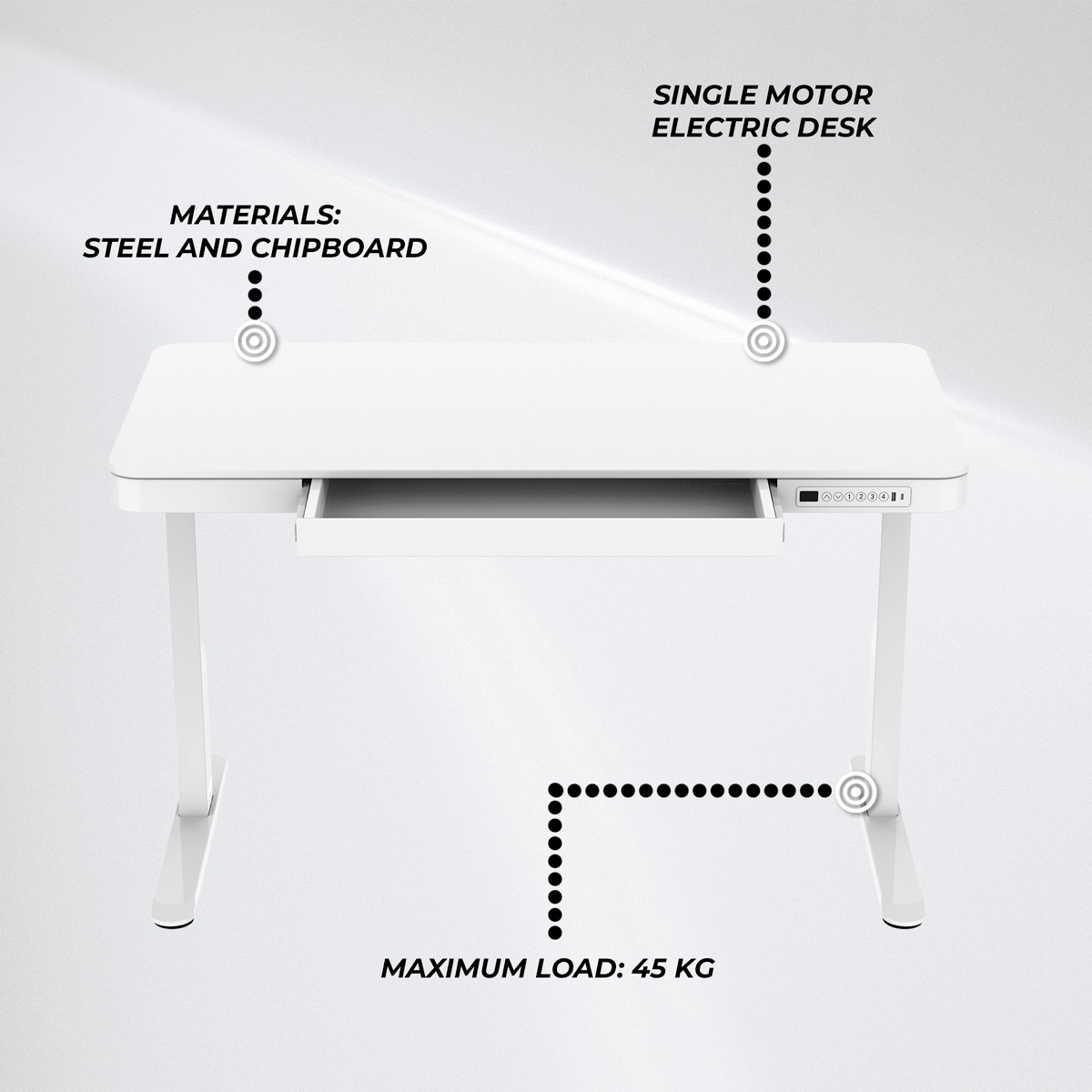 Lykke Electric Standing Desk 120x60cm Polar, white