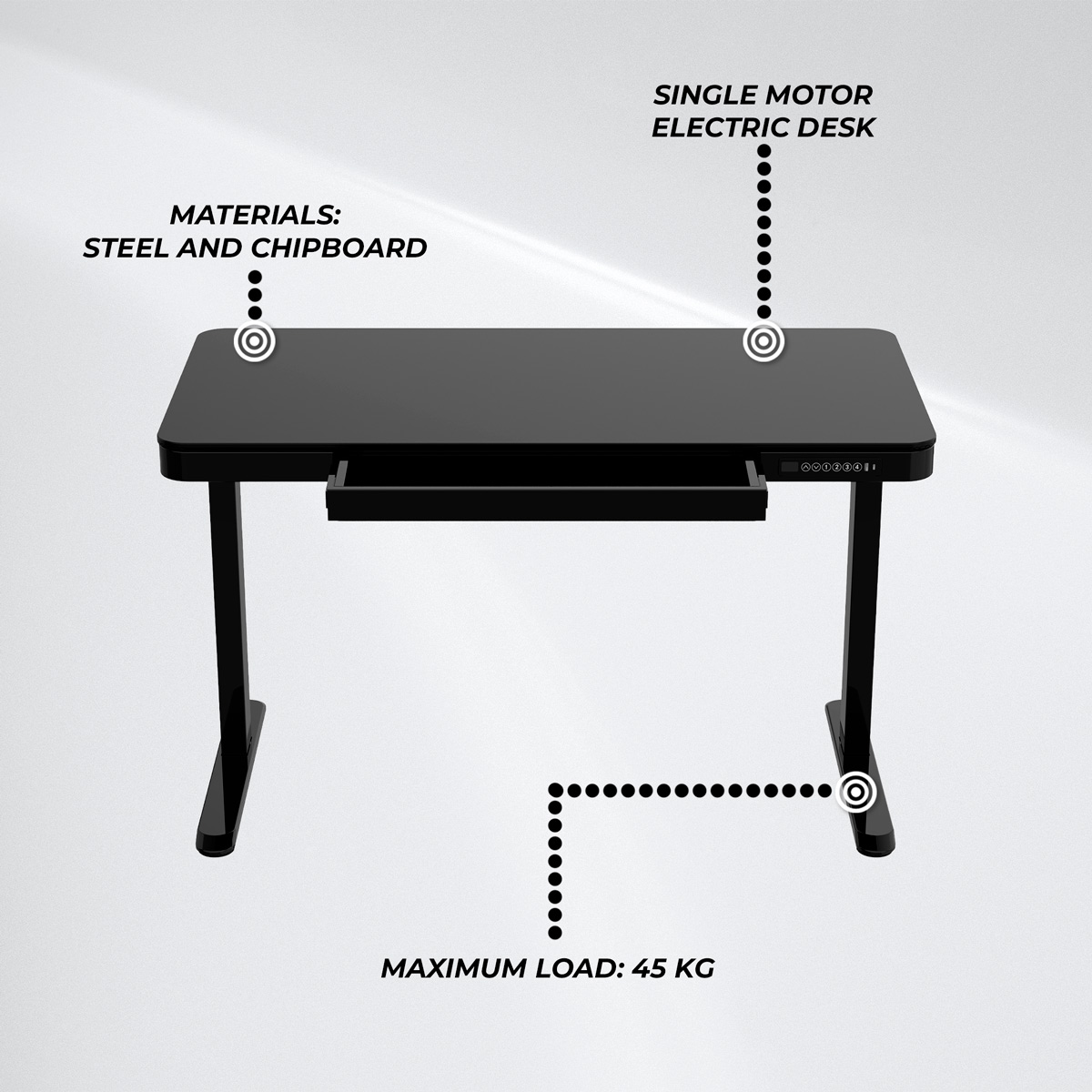 Lykke Electric Standing Desk 120x60cm Polar, black