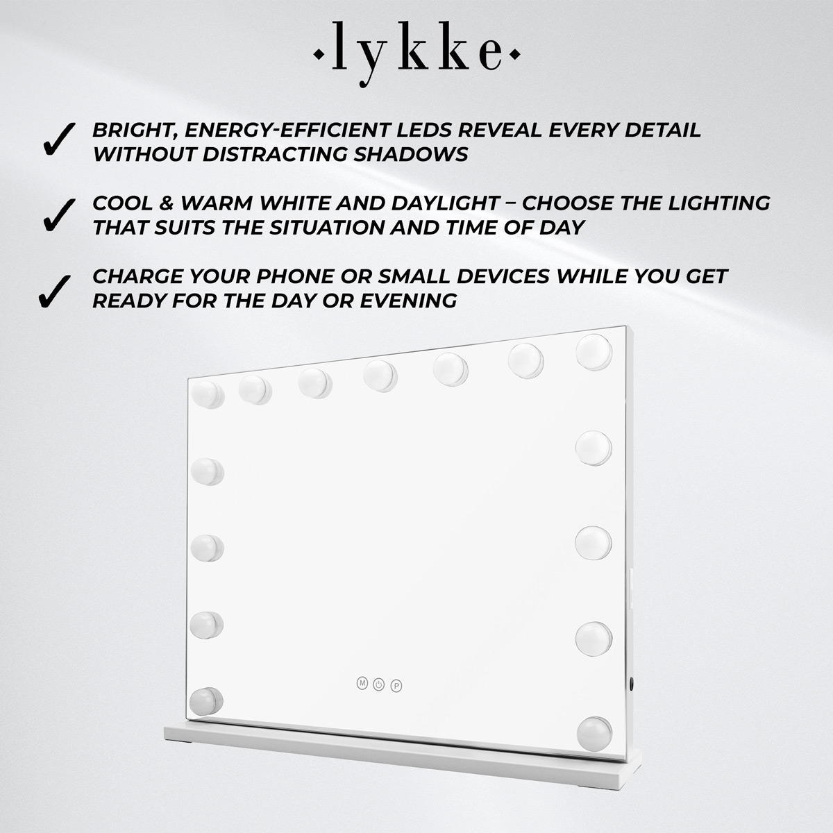 Lykke Makeup Mirror with Light Hollywood 56x12x46cm