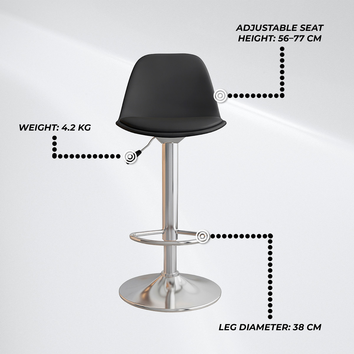 Lykke Bar Stool Comfort Black