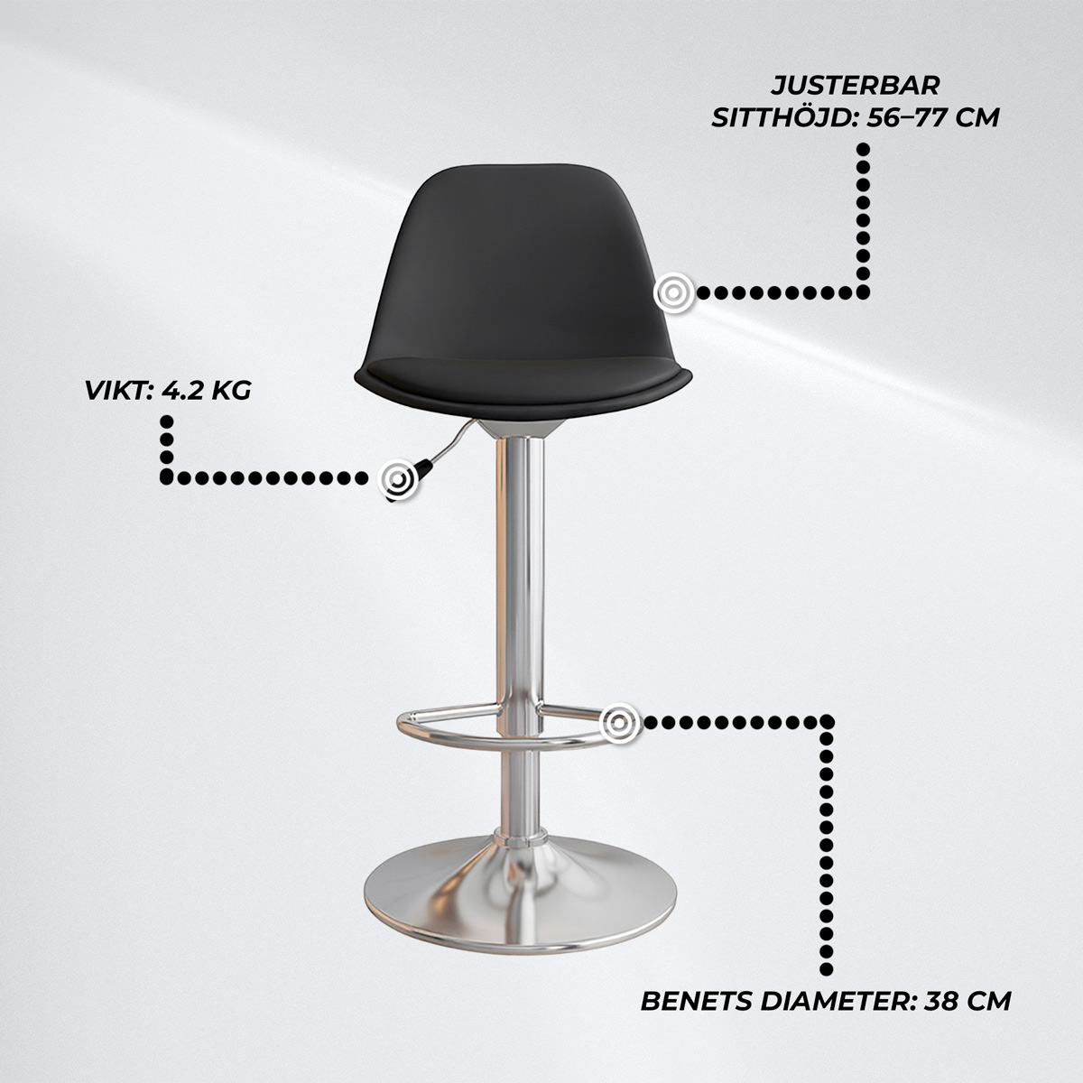 Lykke Barstol Comfort Svart