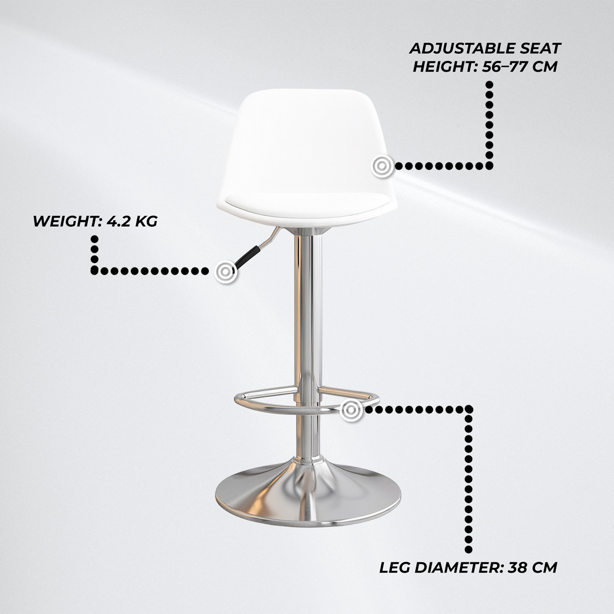 Lykke Bar Stool Comfort White