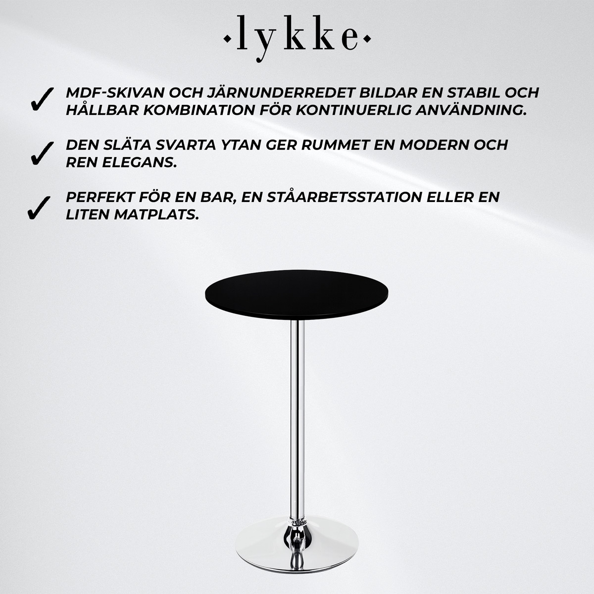 Lykke Barbord Comfort Svart 60x105cm