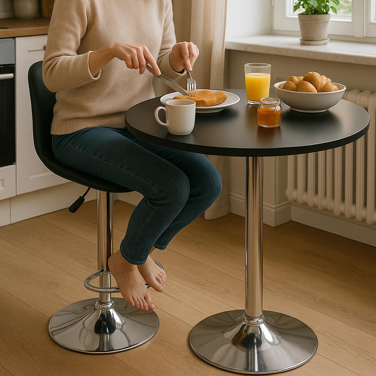 Lykke Stolik Barowy Comfort Black 60x105cm
