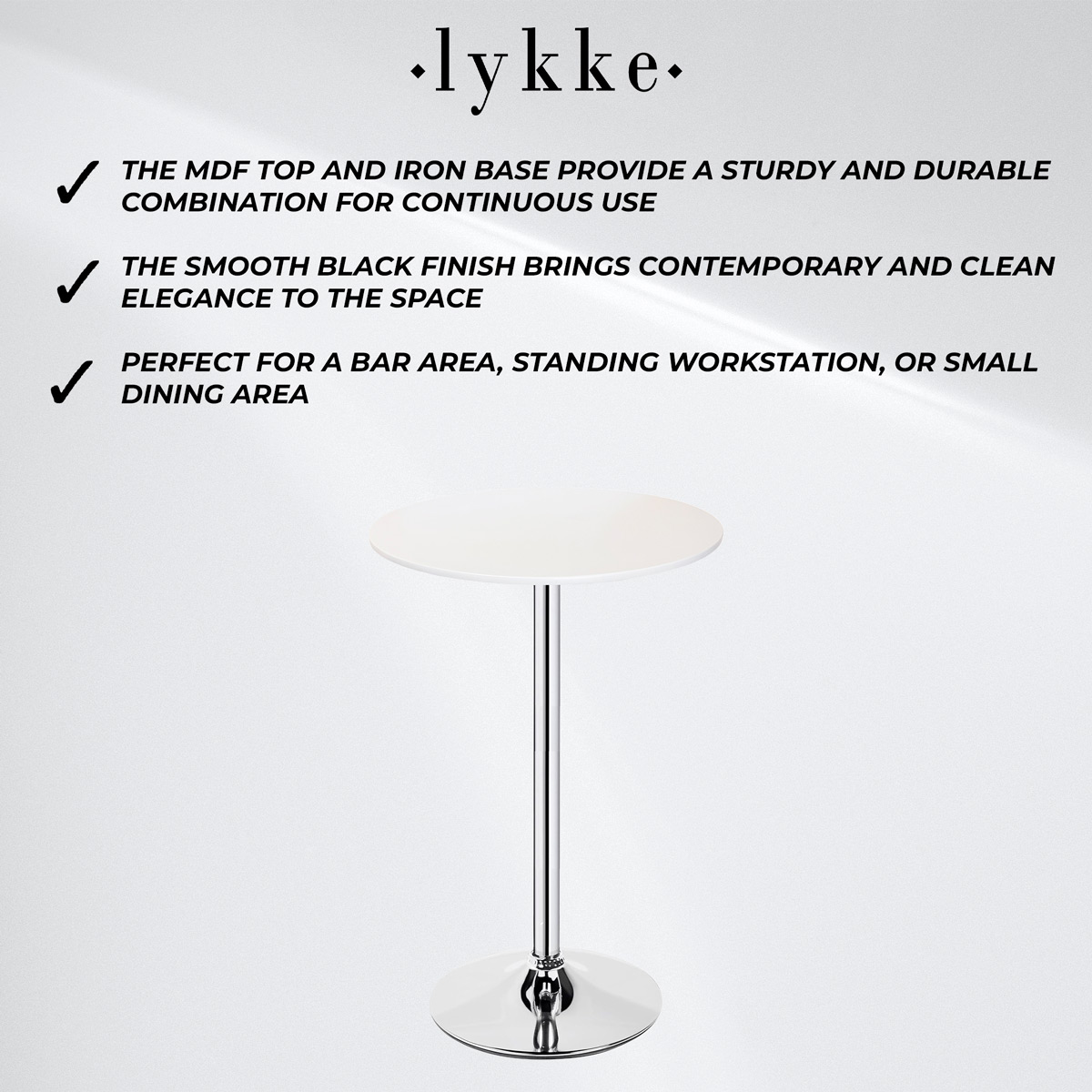 Lykke Bar Table Comfort White 60x105cm