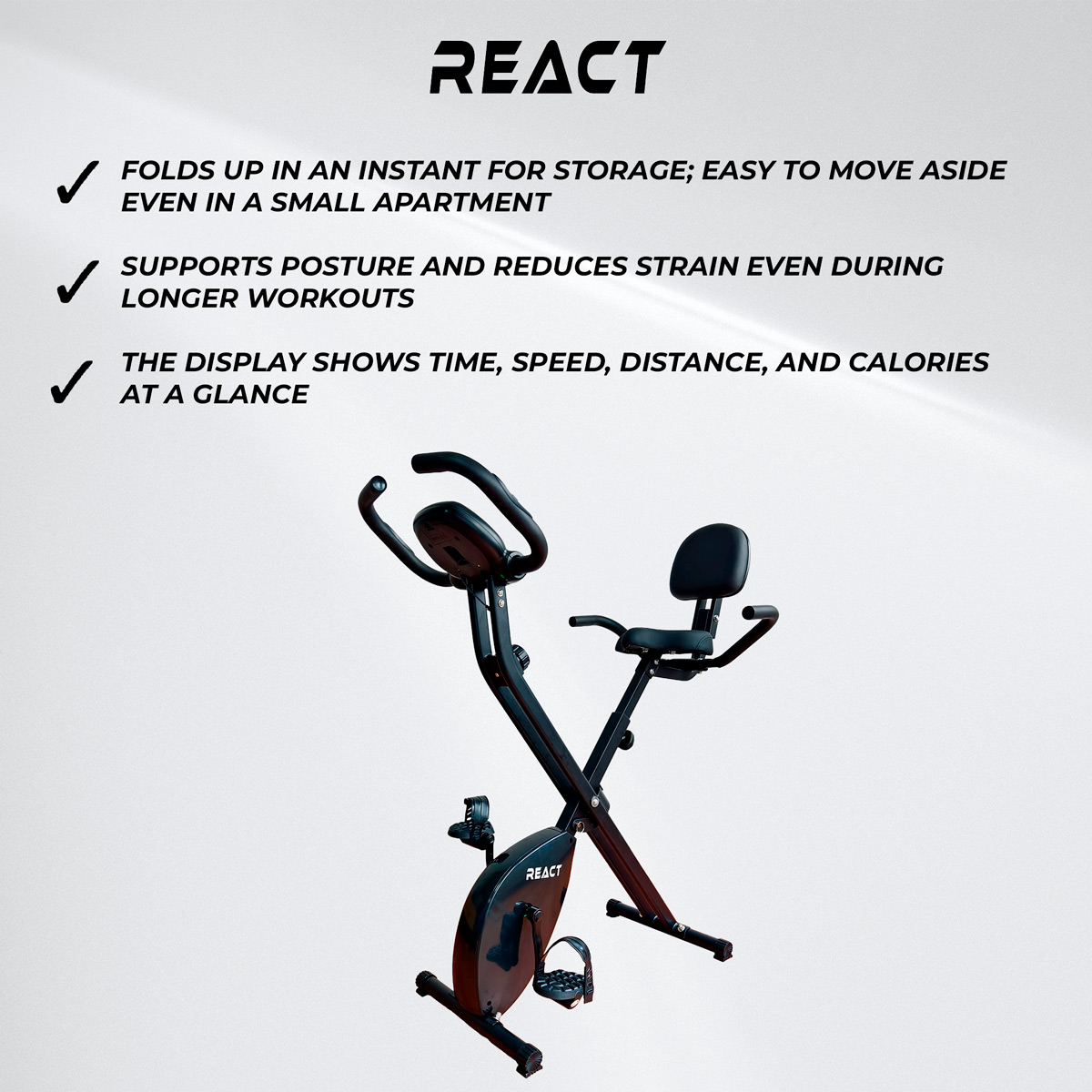 React Exercise Bike Foldable with Backrest