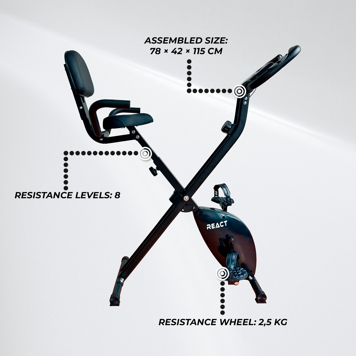 React Exercise Bike Foldable with Backrest