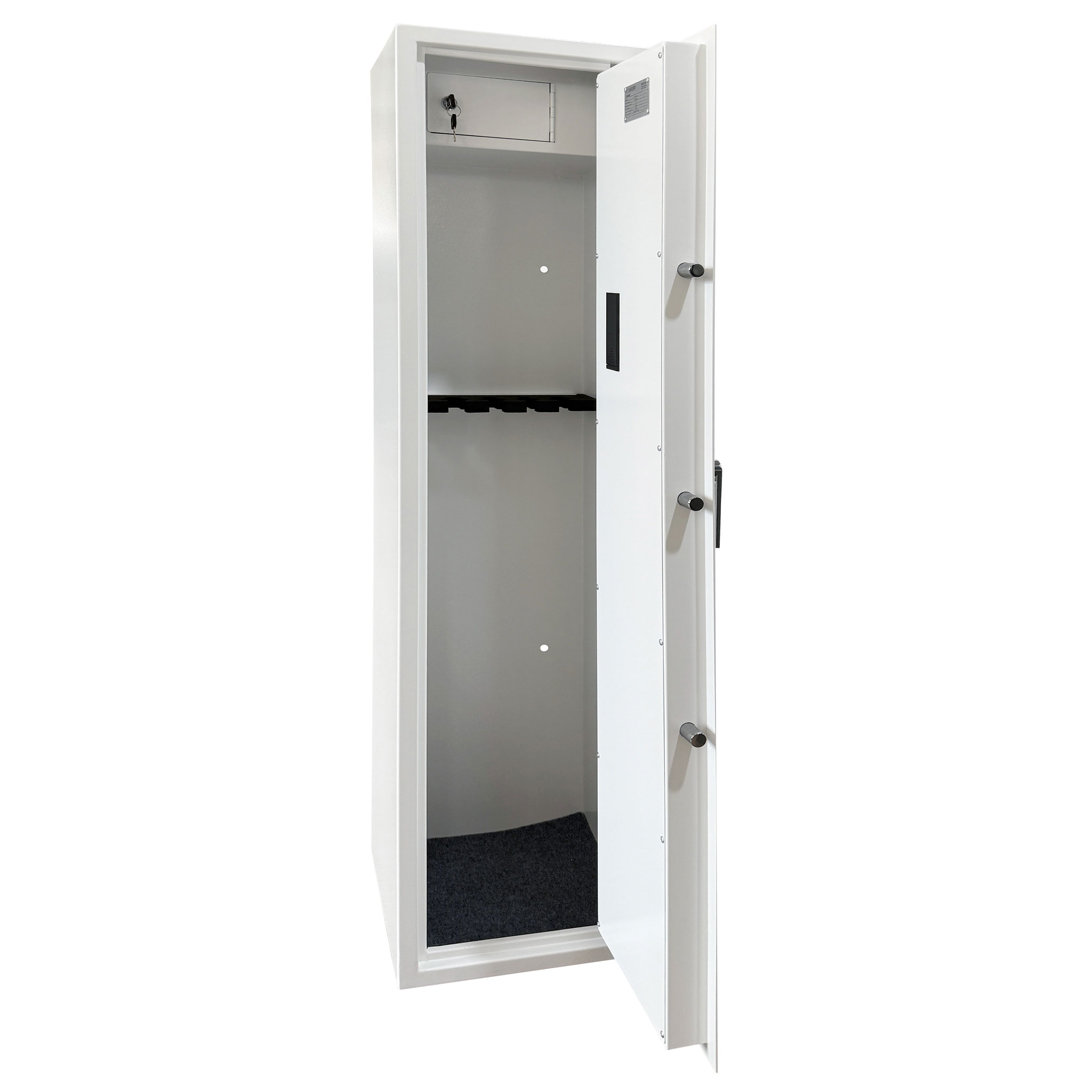 Trekker Gun Safe for 5 Guns, White, with Fingerprint Lock